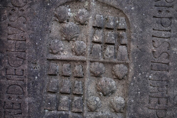 Medieval stone in historical center of Braga, Portugal.