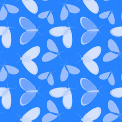 Seamless pattern - stylized moths - graphics. Summer, insects, unbearable ease of life. Wallpapers, textiles, packaging