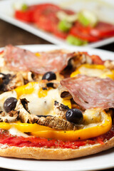 Pizza with salad
