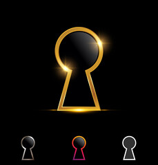 Golden Key Hole Vector Sign