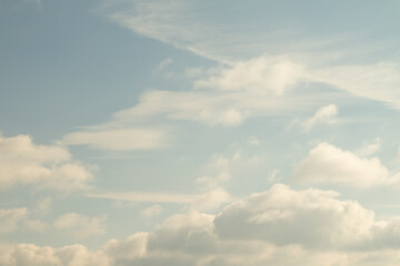 White clouds against the blue sky.