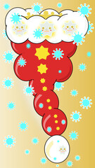 Santa Claus or Santa Claus hat from which emanate gold stars that contrast with the snowflakes in a riot of color fantasy, love, peace and good fortune, Christmas has arrived and we are already celebr