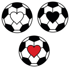 Obraz premium Football / Soccer Love with Heart Clipart Set - Outline, Silhouette and Color