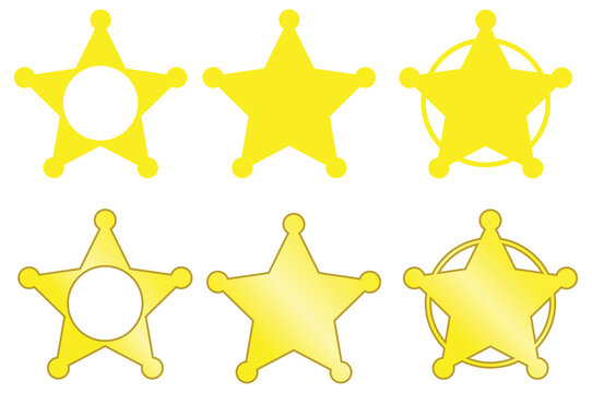 Sherriff Star Badge Clipart Set - Yellow Gold