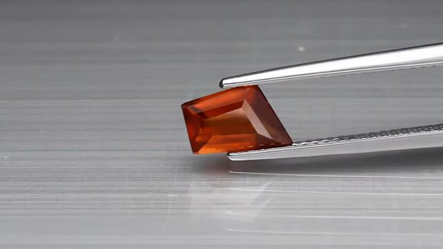 Natural rhodolite garnet on the turning table