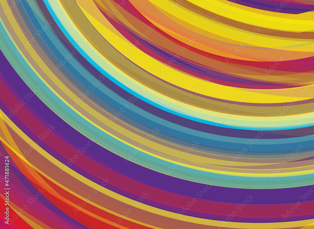 Poster Multicolor retro background with rounded stripes. Artistic vector graphics
