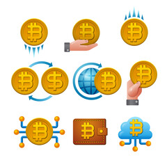 Cryptocurrency Bitcoin Icon Set