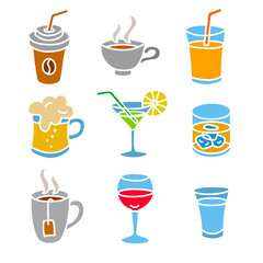 beverages icons set