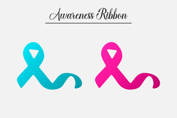 Awareness ribbon set, Cancer awareness ribbon, Cancer day, Breast cancer awareness month, cancer awareness symbol, pink ribbons