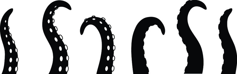 Tentacle with Suckers Clipart Set - Silhouette / Stamp