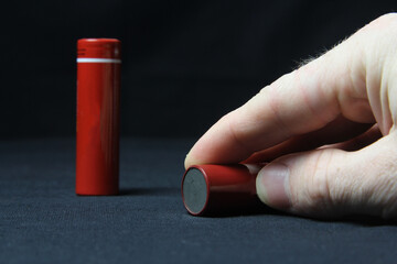 Metal lithium-ion battery. Power charge for the flashlight 