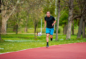Fototapeta premium Active man preparing for marathon