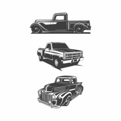 pickup truck silhouette - obrazy, fototapety, plakaty