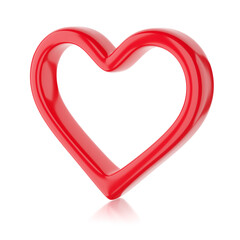 Red heart icon isolated on white background. 3D rendering illustration