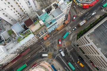 Top view of Hong Kong city
