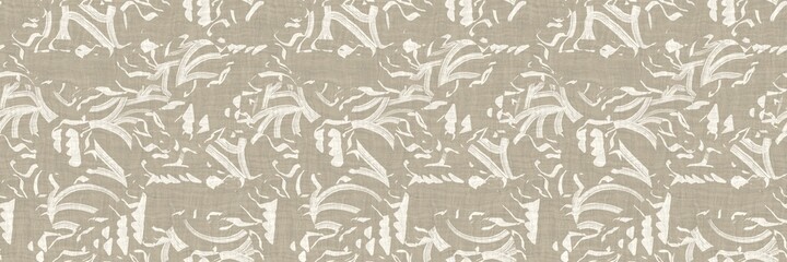 Seamless two tone hand drawn brushed effect pattern border swatch. High quality illustration. Collage of minimal drawings arranged in a seamless pattern with fabric texture overlay. Rough scribble.