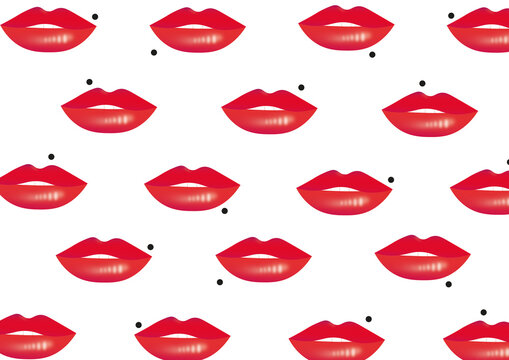 Rote Lippen mit Schönheitsfleck