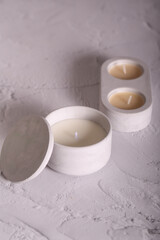 handmade candles in plaster