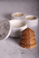 handmade candles in plaster