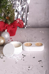handmade candles in plaster