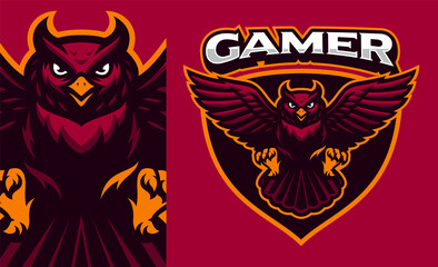 Owl Mascot Badge, Sports Emblem