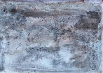 Gray-white watercolor background. Transparent lines and spots. Paint leaks and ombre effects. Abstract hand-painted image.