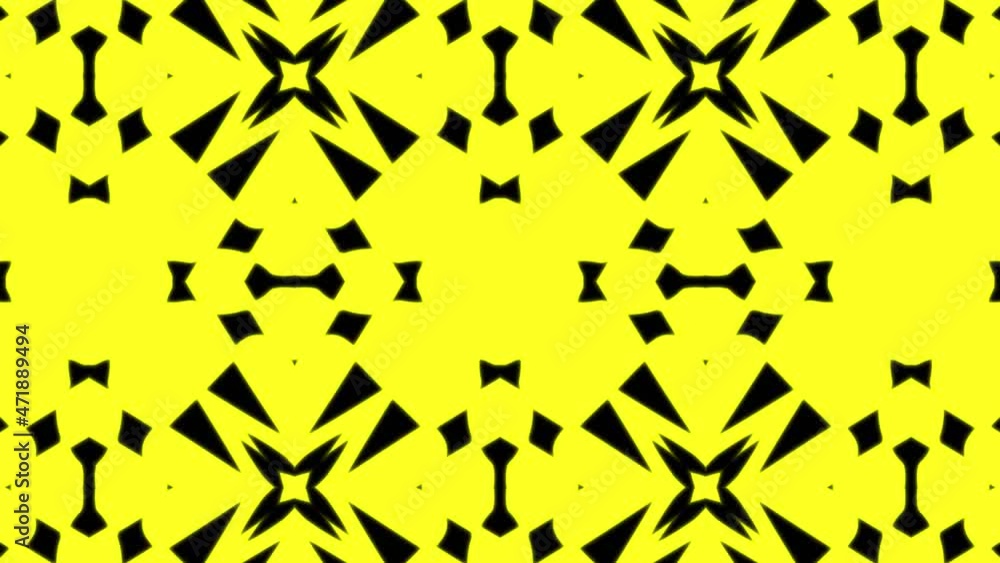 Poster abstract yellow geometric seamless pattern background. abstract stripes kaleidoscope loop. fast psyc