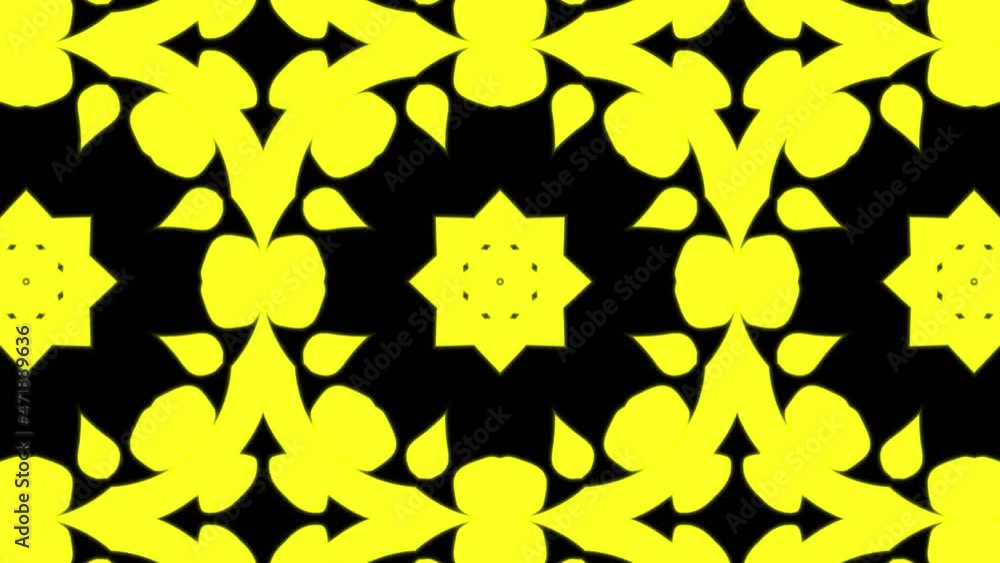 Poster abstract yellow geometric seamless pattern background. abstract stripes kaleidoscope loop. fast psyc