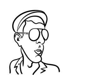 a young man with black glasses