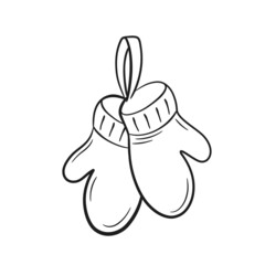 hand drawn winter gloves. sketchy element for Christmas and New Year greeting card design