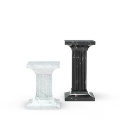 Colonnes en marbre noir et blanc pour présentation de produit - podium