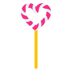 Heart shaped striped lollipop. Wedding and valentine day concept.