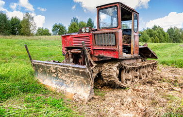 Fototapeta premium Old skidder at the outdoors in summertime