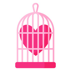 Birdcage with a heart. Wedding and valentine day concept.