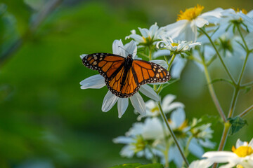 Monarch Butterfly Feeding on Flower