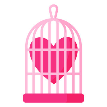 Birdcage with a heart. Wedding and valentine day concept.