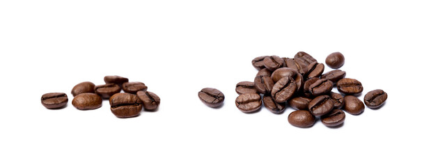 Roasted coffee beans isolated on white background