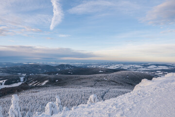beautiful winter view of the valley from Je&scaron;těd and sunset
