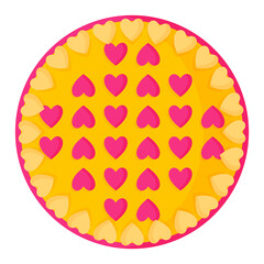 Pie with hearts. Wedding and valentine day concept.