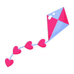 Kite with a heart. Wedding and valentine day concept.