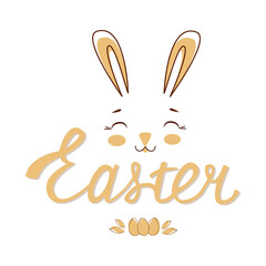 Vector illustration Lettering Easter with Easter bunny