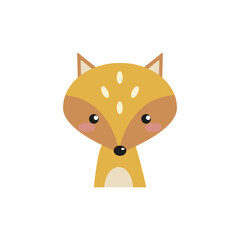 card with a cute fox in the Scandinavian style on a white background. cartoon characters forest animals, flat drawing animals.Vector elements for children.
Vector illustration