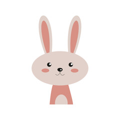 card with a cute hare in the Scandinavian style on a white background. cartoon characters forest animals, flat drawing animals.Vector elements for children.
Vector illustration