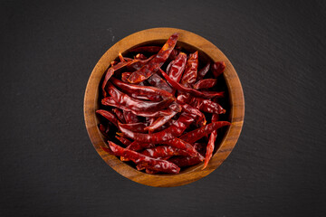 dried chili on stone background
