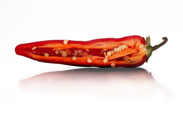 Inside a red chili pepper isolated on white