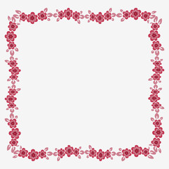 Frame of flowers on a square background stylized flowers and leaves - graphics. Scarf, tile, square