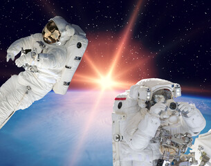 Fototapeta premium Sunrise and stars. The elements of this image furnished by NASA.