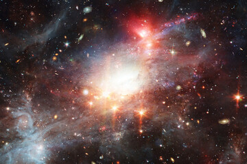 Planets and galaxies in a free space. The elements of this image furnished by NASA.