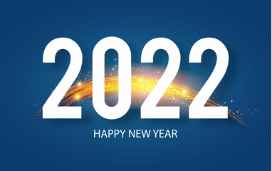 Happy 2022 New Year Elegant Christmas congratulation with light effect