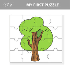 Puzzle Tree Design - Puzzle Tree Illustration for kids. My first puzzle in cartoon style